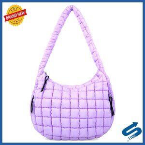 Large Quilted Puffer Tote Bag Nylon Crossbody Hobo Shoulder Bag Lightweight